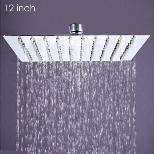 12 Inch Square Shape Stainless Steel Rain Shower Head Rainfall Bathroom Top Sprayer for Home Bathroom Supplies