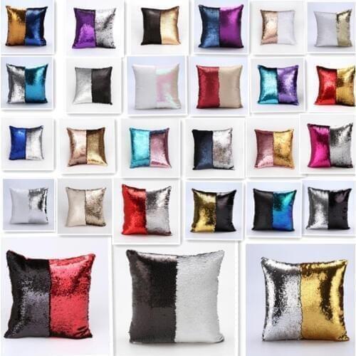 Sequin Pillow Cover Cushion Case Glitter Mermaid Fairy Tale Faux Soft Suede Throw Pillowcase Party decore Sofa Bed Decor 40X40cm