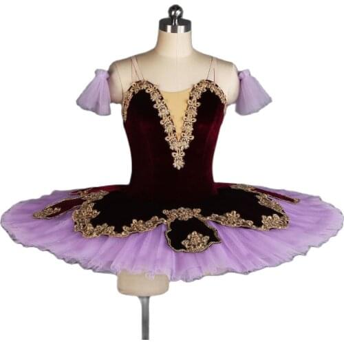 New Pre-professional Ballet Tutu Girl & Women Stage Performance Ballet Costume Dance Tutu Burgundy top lilac Tulle Ballet Tutu