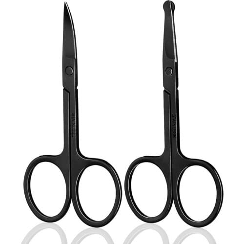 Black Nose Hair Scissors Stainless Steel Eyebrow Eyelashes Trimmer Portable Facial Beauty Tools Tweezer Makeup Scissors