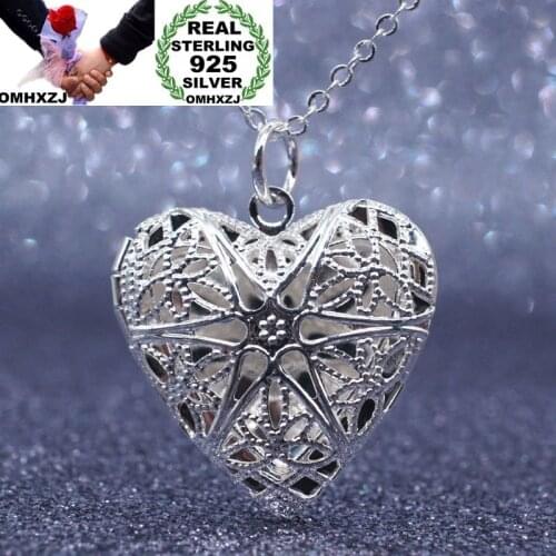 OMHXZJ Wholesale European Fashion Woman Girl Party Wedding Gift Heart Photo Box 925 Sterling Silver Pendant Necklace NA30