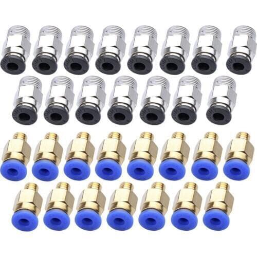 SIMAX3D 30pcs Pneumatic Connector Brass kit PC4-M6 PC4-M10 for ender3 Pro PLA filament 1.75 Feed Fitting Coupler 3D Printer Part