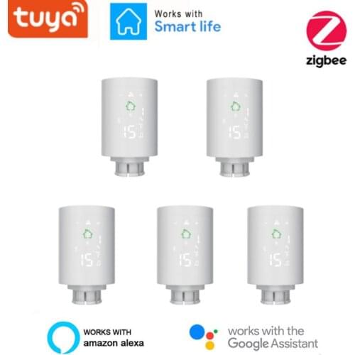 Tuya Smart ZigBee Radiator Actuator Programmable Thermostat Thermostatic Radiator Valve Temperature Controller Support Alexa