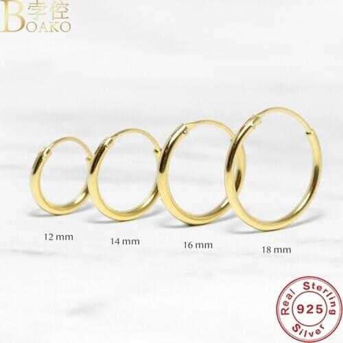 BOAKO S925 Silver Earrings For Women 2020 Glossy Pendiente Piercing Ohrringe Gold Hoop Earrings Brincos Aretes Luxury Party Gift