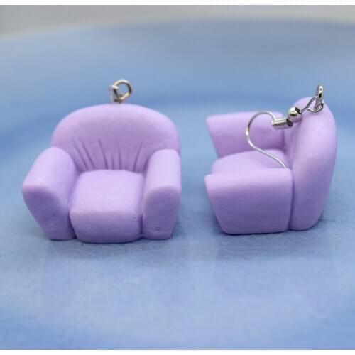 Funny Simulated Furniture Colorful Sofa Earrings Womens Fashion Creative Personality Hand-made DIY Jewelry Gifts