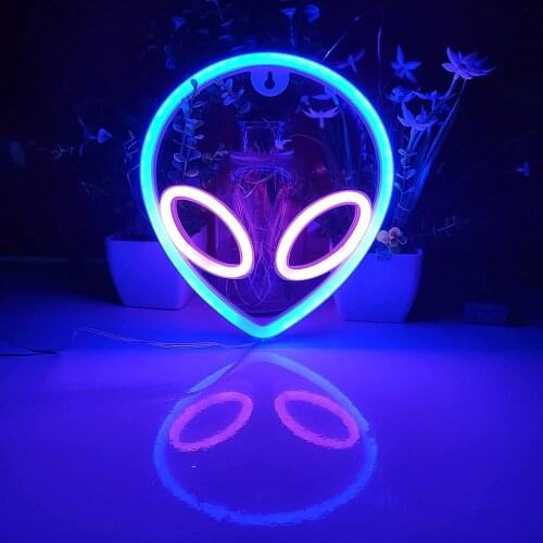 LED Neon Decorative Light Alien Neon Sign Indoor Decor Wall Hanging Art Lamp For Kids Bedroom Living Room Best Gif For Children