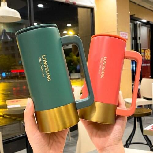 High-end office mug men and women coffee mug portable tea water cup with handle custom cover