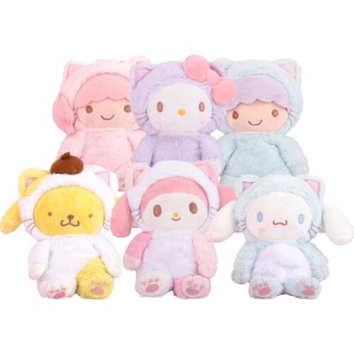 20 Cm Japan Anime Plush Kuromi Cinnamoroll Kitty Pom Pom Purin My Melody Soft Stuffed Plush Pendant Kids Toys Girls Gift