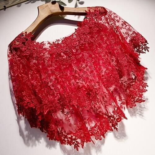 Shrugs For Women Bolero Red Wedding Cape Appliqued Lace Bolero Mariage Bridal Bolero Party Dress Wedding Bolero Shawls Wraps