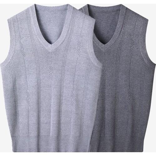 Sweater Vest Men Sleeveless V-neck Waistcoat Keep Warm Underwear Male Clothes