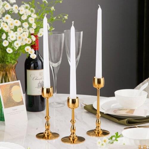 PEANDIM Gold Stick Candle Holders Wedding Party Candle Stand Christmas Table Candlestick Home Romantic Candlelight Decoration