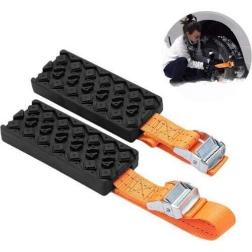 1/2PCS Durable PU Anti-Skid Car Tire Traction Blocks with Bag Emergency Snow Mud Sand Tire Chain Straps for Snow Mud Ice