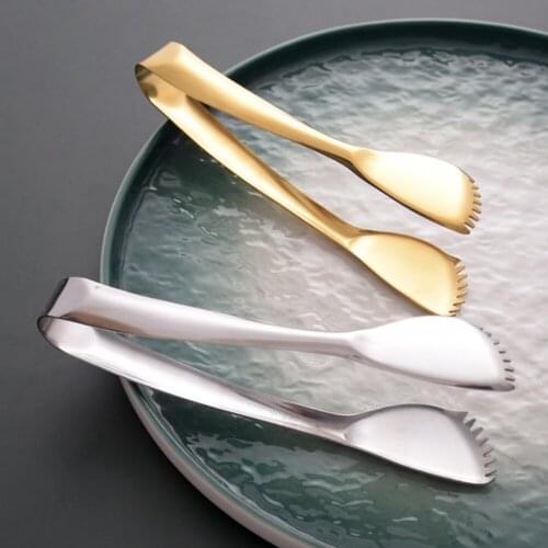 1pc Kitchen Food Picking Tongs Chief Meat Steak Tongs Stainless Steel Bread Meat BBQ Tweezer Clip Cooking Tool 18.5cm 2 Colors