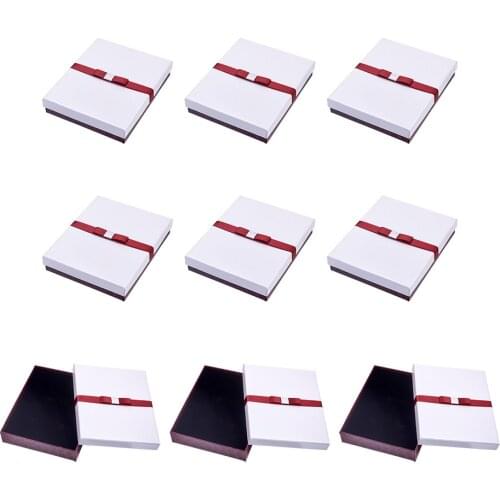 Pandahall 10pcs jewellery box Sets Display Box Earrings Ring Necklace Bracelet Packaging Cardboard Box Holder White Gift Packing