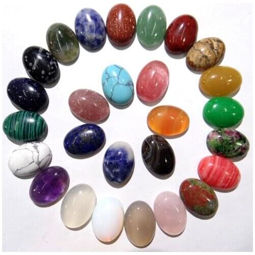 13x18mm Natural Stone tiger eye Unakite Opal Quartz Crystal Oval Cabochon pendant for diy Jewelry making necklace Accessories