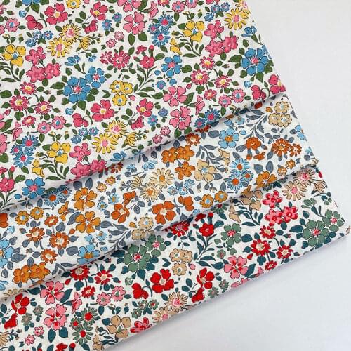 145x50cm Small Floral Poplin Cotton Fabric Making Summer Dress Childrens Clothing Handwork Cloth