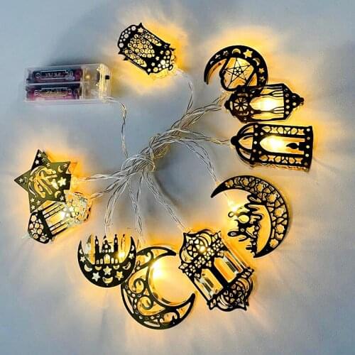 2m 10Led Ramadan Eid Mubarak Led Light String Moon Star Night Light Islamic Muslim Festival Decorations Home Hanging Ornament