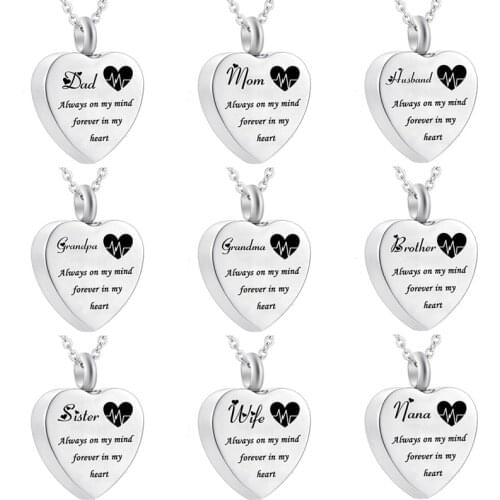 2021 New Heart Cremation Urn Necklace For Ashes Urn Jewelry Memorial Pendant Gift