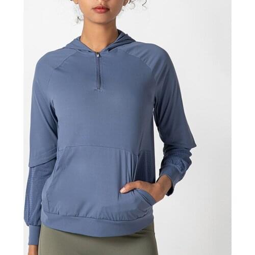 2021 Hooded Loose Yoga T Shirt Fitness Tops Sports Wear For Women Gym Sport Shirt Long-sleeve Mesh Running Shirt Yoga Blouse