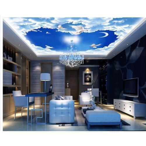 Customized 3d wallpaper 3d ceiling wallpaper murals Blue sky bar KTV living room ceiling frescoes beauty wall home decoration