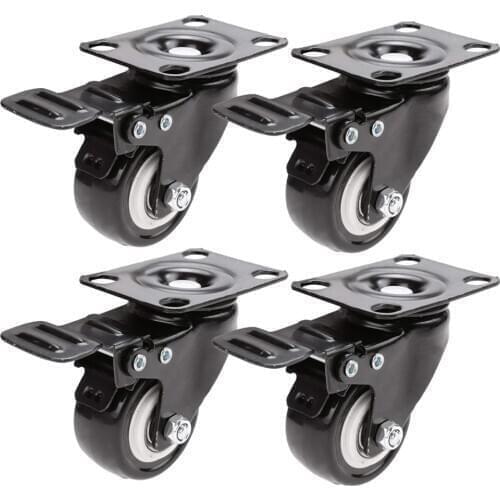 4Pcs 2in Heavy Duty Swivel Caster Wheels with Safety Dual Locking and Polyurethane Foam No Noise Wheels, Load Bearing 616 Lbs