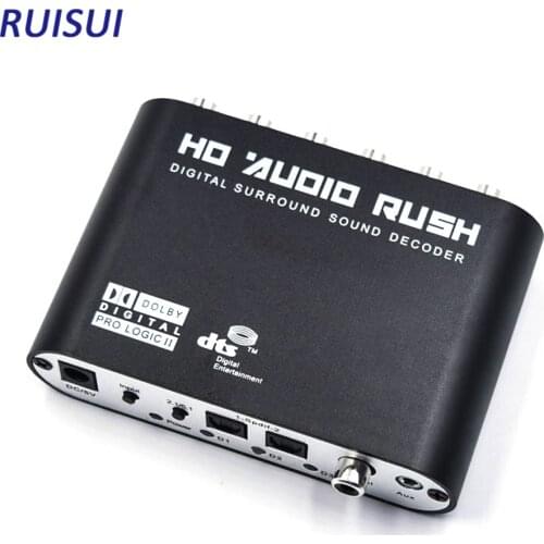 Digital Audio Decoder Digital Sound Decoder Converter Optical SPDIF Coaxial to 5.1CH 2.1CH Analog Audio 6RCA Output for PS3 HD