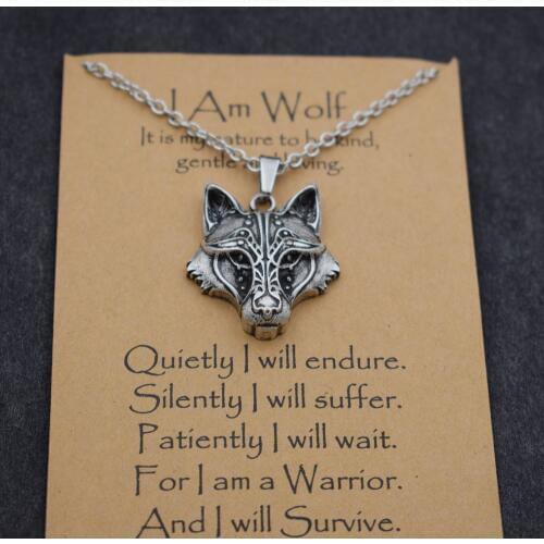 Norse i am wolf Viking Celtics wolf necklace Totem Amulet with card