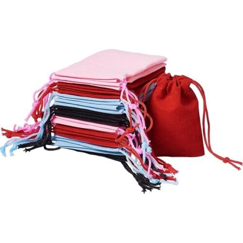 100pcs 5x7cm 7x9cm Drawstring Velvet Jewelry Bags Jewelry Packing Pouches Wedding Party Gift Bags