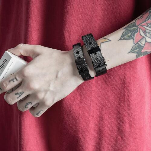 HZ Punk Minimalist Stainless Steel Black Watch Belt 8-18mm Wide Adjustable Titanium Steel Hip Hop Bracelet for Women Men Couple