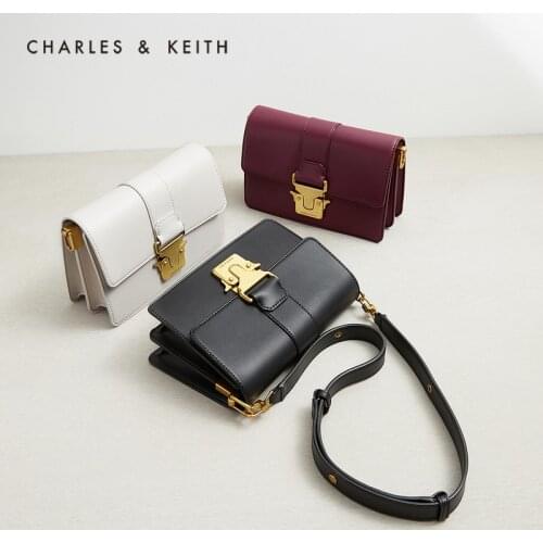 CHARLES＆KEITH New Arrival for Autumn 2021 CK2-20781574-1 Womens metal buckle shoulder messenger bag