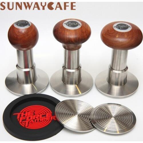 The Force Tamper 58mm Coffee Stainless Steel Press Flat Base Fixed Force Powder Hammer Hand Press Barista Coffee Accessories