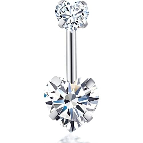 JUNLOWPY 14G Stainless Steel Heart Navel Ring for Women Girls Screw Belly Button Rings Ear Bars Body Helix Piercing Cartialge