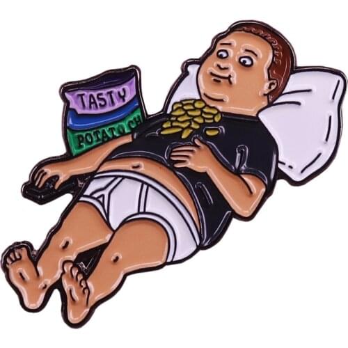 Couch Potato Pin Bobby Brooch Funny Nostalgic Cartoon Fans Accessory