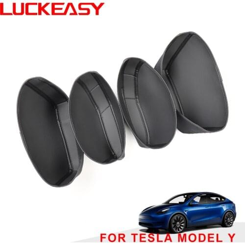 LUCKEASY for Tesla Model Y 2020-2021 car interior products door water cup storage slot pad protection door slot pad accessories
