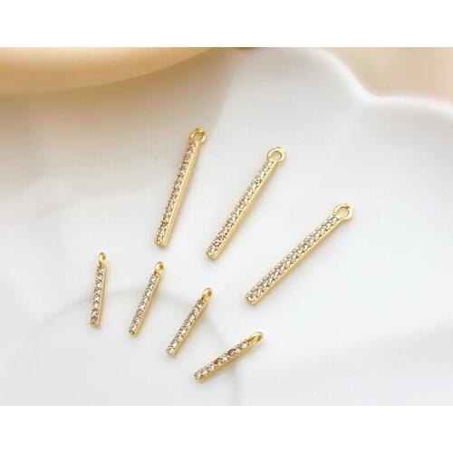 Copper plated 18K real gold inlaid zircon Simple wild small long pendant DIY earrings necklace bracelet material