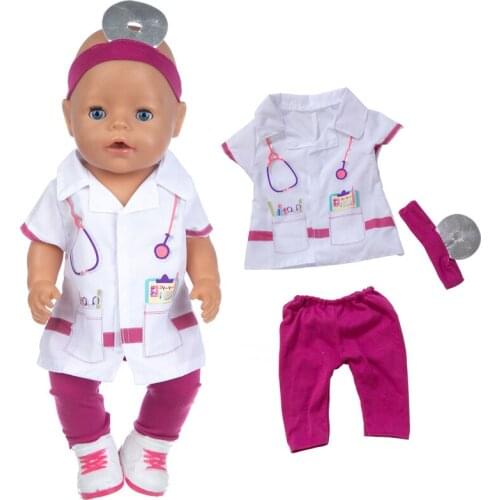 Nurse Suit+Shoes+Hairbrand Doll Clothes Fit For 43cm baby Doll clothes reborn Doll Accessories