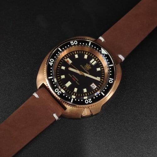 STEELDIVE Men Bronze Dive Watch 200M Water Resistant Ceramic Bronze Bezel Automatic Movement Wristwatch