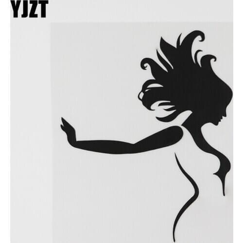YJZT 11.4CMX14.3CM Design Sexy Girl Women Freedom Decal Vinyl Car Sticker Black/Silver 8A-0464