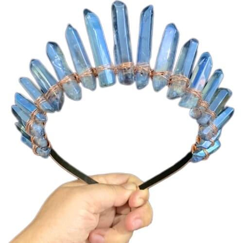 Raw crystal crown bridal headband big event party hair accessories jewelry headdress natural quartz crown gift