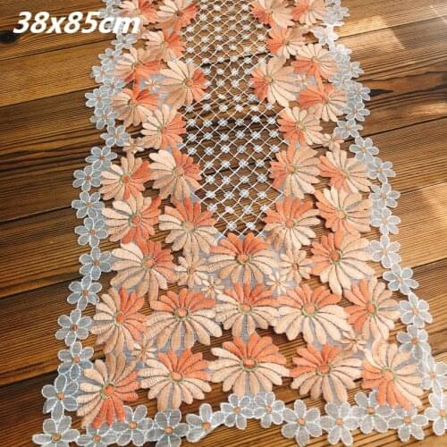 Pastoral Orange Hollow Embroidered Rectangular Tablecloth Bedroom Living Room Study TV Closet Cover Cloth Festive Decoration