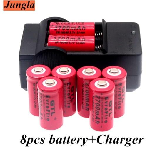 2700mAh Rechargeable 3.7V Li-ion 16340 Batteries CR123A Battery For LED Flashlight Travel Wall Charger For 16340 CR123A Battery