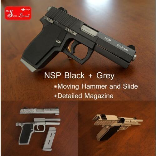 Scaled Internal Structure HK_USP Pistol 3D Paper Models Kid Adults' Gun Weapons Paper Model Toys Moving Hammer Slide 2 in 1