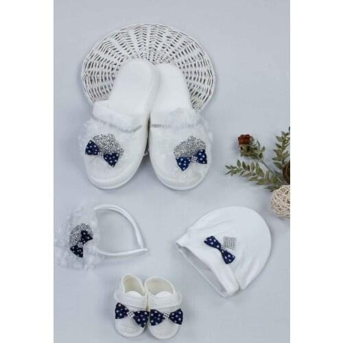 Navy Blue Mom Boy Baby Pregnant Gift Suits Mom 36-40 size slippers crown Boys Infants Bandana Hat Booties Shoes Fashion clothing