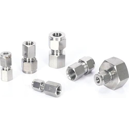 Fit Tube O/D 3-12mm To 1/8" 1/4" 3/8" 1/2" BSPP M10-M20 Female 304 Stainless Ferrule Pneumatic Fitting Pressure Gauge