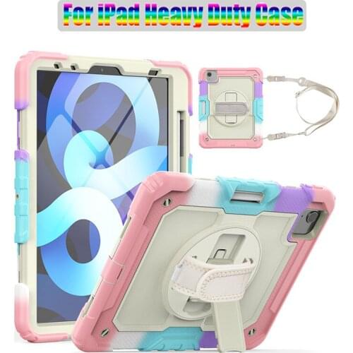 Rainbow Heavy Duty Kids Armor Silicone Case For iPad 10.2 Air4 10.9 Pro 11 Mini 5 4 TPU + PC Drop Proof Cover +Screen Protector