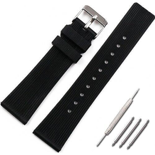 Men watch band watch accessories silicone strap pin buckle 22mm outdoor sports waterproof sweat-proof rubber strap women