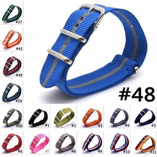 20mm Nato Blue Silver Stripe Nylon Army Watch Strap Band Watchband with Stainless steel buckle