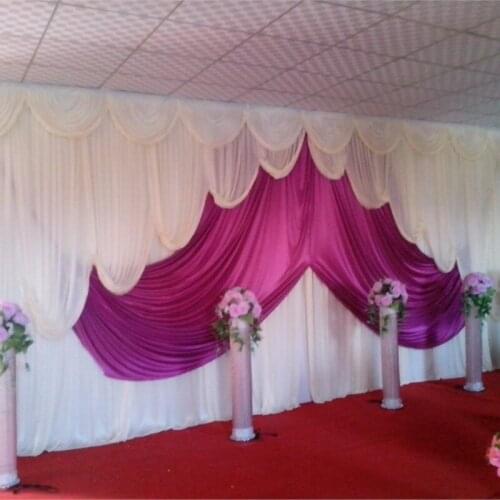 Luxury White wedding stage backdrops decoration romantic wedding curtain with voilet swags