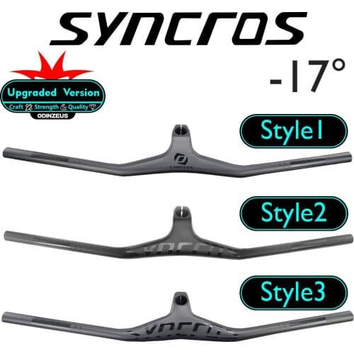 Syncros Custom Two Style Mountain Bike Handlebar Carbon Fiber MTB Bicycle Integrated Handlebar FRASER IC SL -17 Degree