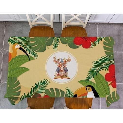 Elk Table Cloth Christmas Santa Claus plant leaves Cotton Linen rectangle Tablecloth Dining Table Cover For Kitchen Decor